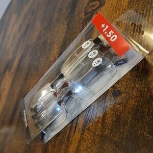 Pack of 3 Rimless Reading Glasses +1.50 - Clear Lenses Piranha